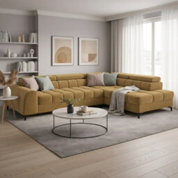 Aurelio Velvet Upholstered Sofa Bed With Metal Legs Modern Living Room Comfortable Seating Furniture Yellow Right - thumbnail 2