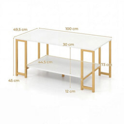 2 Tier Coffee Table Modern Accent Table W/ Open Storage Shelf - thumbnail 5