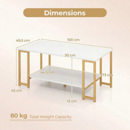 2 Tier Coffee Table Modern Accent Table W/ Open Storage Shelf - thumbnail 2