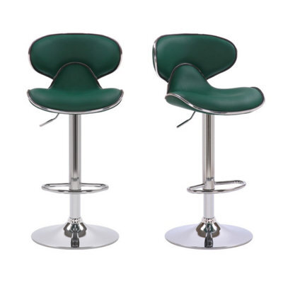 Lamboro Carcaso Kitchen Bar Stools Pair Sage Green, Adjustable Swivel Gas Lift, Chrome Base, For Breakfast Bar Or Kitchen - image 1