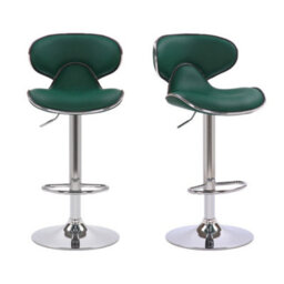 Lamboro Carcaso Kitchen Bar Stools Pair Sage Green, Adjustable Swivel Gas Lift, Chrome Base, For Breakfast Bar Or Kitchen - thumbnail 1