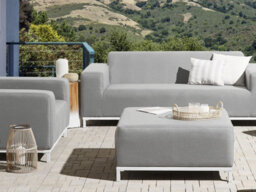 Beliani Ottoman Rovigo Fabric Light Grey - thumbnail 2