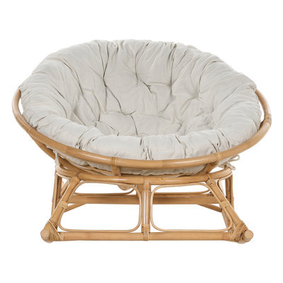 Wyld And Coco Handwoven Rattan Rocking Chair With Beige Cotton Cushion - Indoor-Outdoor, No Assembly Required - image 1