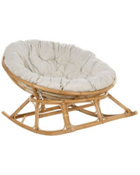 Wyld And Coco Handwoven Rattan Rocking Chair With Beige Cotton Cushion - Indoor-Outdoor, No Assembly Required - thumbnail 3
