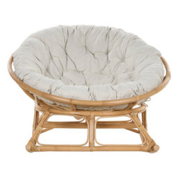 Wyld And Coco Handwoven Rattan Rocking Chair With Beige Cotton Cushion - Indoor-Outdoor, No Assembly Required - thumbnail 1
