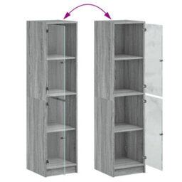 Berkfield Highboard With Glass Doors Grey Sonoma 35X37X142 Cm - thumbnail 9