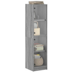 Berkfield Highboard With Glass Doors Grey Sonoma 35X37X142 Cm - thumbnail 4