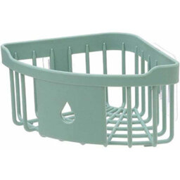 1 Pack Triangular Plastic Storage Organizer For Kitchen And Bathroom, Corner Shower Shelf, Wall Basket With Suction Cup, Green - thumbnail 1