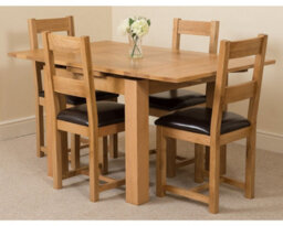 That's Furniture Richmond 90Cm - 150Cm Square Oak Extending Dining Table And 4 Chairs Dining Set With Lincoln Chairs - thumbnail 3