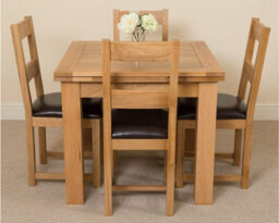 That's Furniture Richmond 90Cm - 150Cm Square Oak Extending Dining Table And 4 Chairs Dining Set With Lincoln Chairs - thumbnail 2