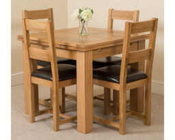 That's Furniture Richmond 90Cm - 150Cm Square Oak Extending Dining Table And 4 Chairs Dining Set With Lincoln Chairs - thumbnail 1