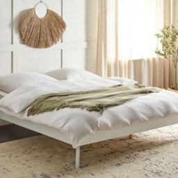 Wyld And Coco Eu Super King White Mdf Slatted Bed Frame - Minimalist Scandinavian Low-Profile Design - thumbnail 2