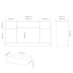 Trent Wide 4 Door 1 Drawer Sideboard In Black & Noche Walnut (Ready Assembled) - thumbnail 2