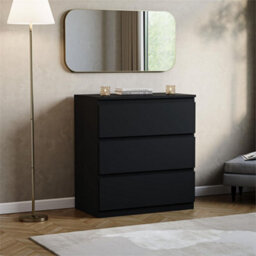 Black Designs Denver 3 Drawer Chest Of Drawers Storage - thumbnail 2