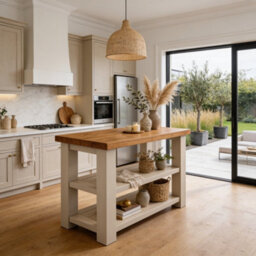 120X44Cm Stoneford Cashmere Kitchen Island / Breakfast Bar / Rustic Island - thumbnail 1