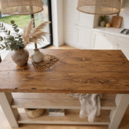 120X44Cm Stoneford Cashmere Kitchen Island / Breakfast Bar / Rustic Island - thumbnail 5