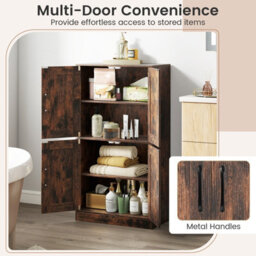 Costway 110 Cm Pantry Cabinet Home Office Sideboard Cupboard W/ Adjustable Shelves-Brown - thumbnail 8