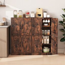 Costway 110 Cm Pantry Cabinet Home Office Sideboard Cupboard W/ Adjustable Shelves-Brown - thumbnail 1
