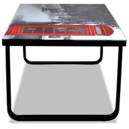 Berkfield Coffee Table With Telephone Booth Printing Glass Top - thumbnail 4