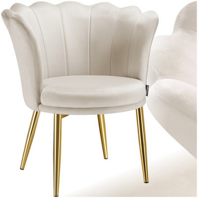 Tectake 1 Armchair Stella - Faux Fur Or Velvet, Thick Padding, 67X64X76Cm  - Velvet Look Cream/gold - image 1