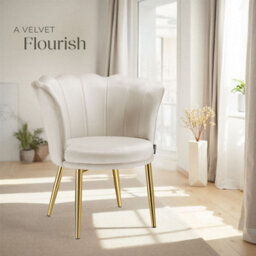Tectake 1 Armchair Stella - Faux Fur Or Velvet, Thick Padding, 67X64X76Cm  - Velvet Look Cream/gold - thumbnail 8