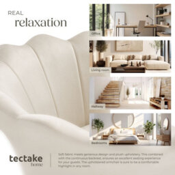 Tectake 1 Armchair Stella - Faux Fur Or Velvet, Thick Padding, 67X64X76Cm  - Velvet Look Cream/gold - thumbnail 7
