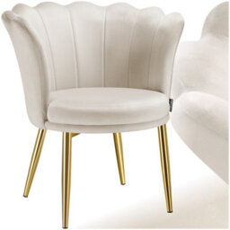 Tectake 1 Armchair Stella - Faux Fur Or Velvet, Thick Padding, 67X64X76Cm  - Velvet Look Cream/gold