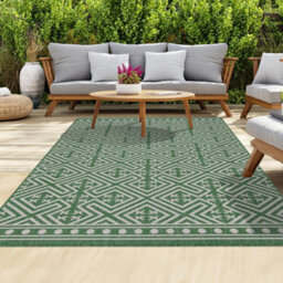 Homeart Outdoor Rugs Easy Cleaning Area Rugs For Balcony,garden,picnic,uv Weather Resistant  Green Cream, 80 X 150 Cm