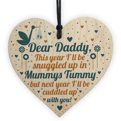 Red Ocean Daddy To Be Gifts From Bump Baby Shower Dad To Be Birthday Gift Friend Wooden Heart - image 1