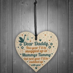 Red Ocean Daddy To Be Gifts From Bump Baby Shower Dad To Be Birthday Gift Friend Wooden Heart - thumbnail 2