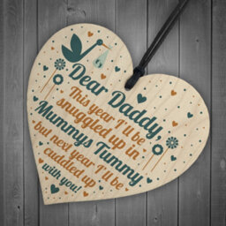Red Ocean Daddy To Be Gifts From Bump Baby Shower Dad To Be Birthday Gift Friend Wooden Heart - thumbnail 6