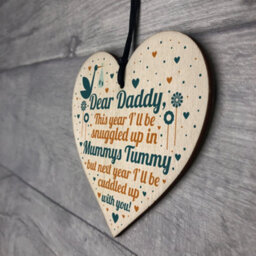 Red Ocean Daddy To Be Gifts From Bump Baby Shower Dad To Be Birthday Gift Friend Wooden Heart - thumbnail 7