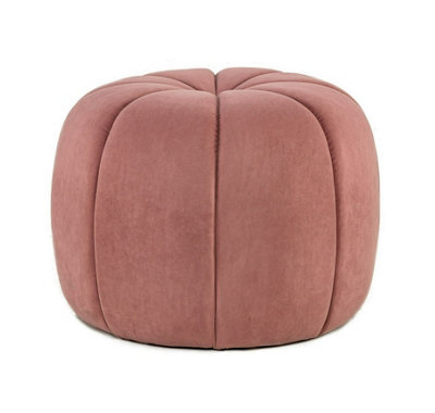 Nordlys Pink Velvet With Stripes Pouf Vintage Style Living Room - image 1