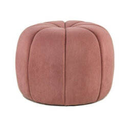 Nordlys Pink Velvet With Stripes Pouf Vintage Style Living Room - thumbnail 1