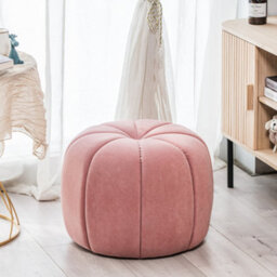 Nordlys Pink Velvet With Stripes Pouf Vintage Style Living Room - thumbnail 3