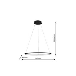 Milagro Orion 40Cm Led Pendant 22W(100W) Modern Black Circular Design With Highly Efficient Light Source Included - thumbnail 6
