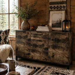 Wyld Haus Nomano Rero Rustic Brown Industrial Sideboard With 3 Doors, 1 Drawer And Adjustable Shelves - thumbnail 1