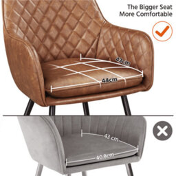 Yaheetech 2Pcs Retro Brown Pu Leather Tufted Dining Chairs With Armrest - thumbnail 7