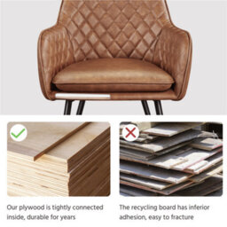 Yaheetech 2Pcs Retro Brown Pu Leather Tufted Dining Chairs With Armrest - thumbnail 9