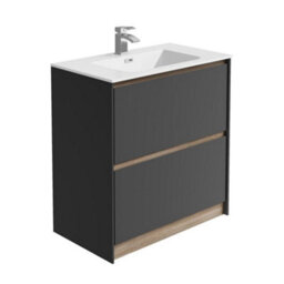 Plum&clay Norton Black & Oak Freestanding Vanity Unit & Basin Set Bathroom Furniture (W)800mm (H)855mm - thumbnail 2