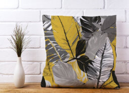 Warren Reed Designer Grey Yellow Floral Leaves Cushions 45Cm X 45Cm - thumbnail 2