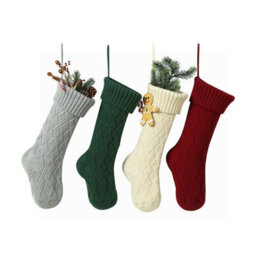 Amorly 4Pcs Large Cable Knit Christmas Stockings, Rustic Country Style Hanging Xmas Stockings For Family Indoor Holiday Decor - thumbnail 5