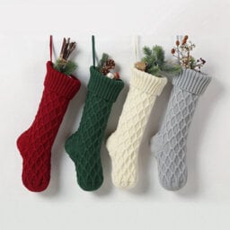 Amorly 4Pcs Large Cable Knit Christmas Stockings, Rustic Country Style Hanging Xmas Stockings For Family Indoor Holiday Decor - thumbnail 1