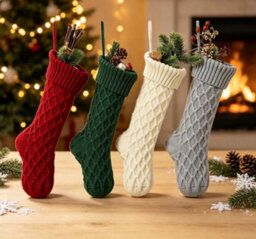 Amorly 4Pcs Large Cable Knit Christmas Stockings, Rustic Country Style Hanging Xmas Stockings For Family Indoor Holiday Decor - thumbnail 3