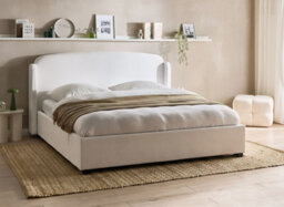 Beliani Ottoman Bed Fabric Bernay 180 X 200 Cm (Eu Super King) Off-White - thumbnail 2