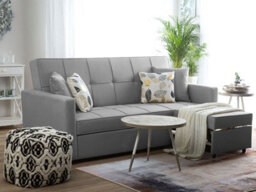 SquareBoxx Osaka Button Tuffted Linen 3 Seater Sofa Bed Light Grey - thumbnail 3