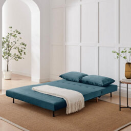 Furniturebox Uk Bobby Blue Velvet Double Folding Sofa Bed - thumbnail 4