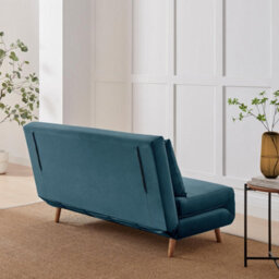 Furniturebox Uk Bobby Blue Velvet Double Folding Sofa Bed - thumbnail 3