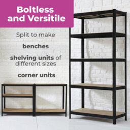 Neo Black Large 5 Tier Large Steel Garage Shelving - thumbnail 3