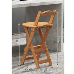 Wooden Folding Bar Stool Bamboo Kitchen Counter Height Stools With Backrest New - thumbnail 2